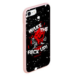 Чехол iPhone 7/8 матовый WAKE THE F CK UP!, цвет: 3D-светло-розовый — фото 2