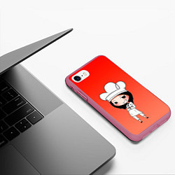 Чехол iPhone 7/8 матовый Повар девушка манга, цвет: 3D-малиновый — фото 2