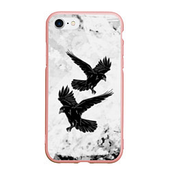 Чехол iPhone 7/8 матовый Gothic crows, цвет: 3D-светло-розовый