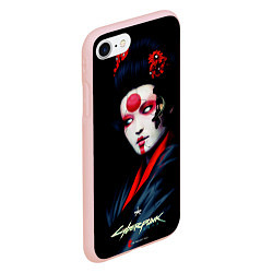 Чехол iPhone 7/8 матовый Cyberpunk 2077 самурай, цвет: 3D-светло-розовый — фото 2