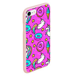 Чехол iPhone 7/8 матовый Единороги с пончиками, цвет: 3D-светло-розовый — фото 2