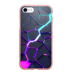 Чехол iPhone 7/8 матовый НЕОНОВЫЙ РАЗЛОМ 3Д РАЗЛОМ, цвет: 3D-светло-розовый