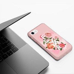 Чехол iPhone 7/8 матовый Flower, цвет: 3D-светло-розовый — фото 2