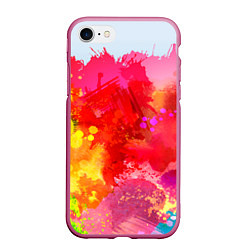 Чехол iPhone 7/8 матовый Брызги краски, цвет: 3D-малиновый