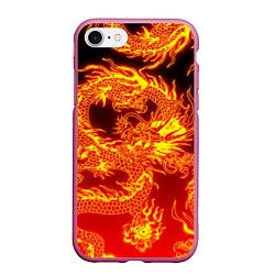 Чехол iPhone 7/8 матовый ДРАКОН, цвет: 3D-малиновый