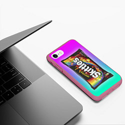 Чехол iPhone 7/8 матовый Skittles Черный, цвет: 3D-малиновый — фото 2