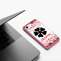 Чехол iPhone 7/8 матовый Черный клевер - anime, цвет: 3D-малиновый — фото 2