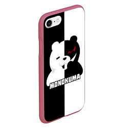 Чехол iPhone 7/8 матовый MONOKUMA МОНОКУМА BEAR, цвет: 3D-малиновый — фото 2