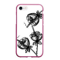 Чехол iPhone 7/8 матовый Дымящие розы, цвет: 3D-малиновый