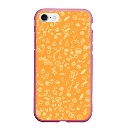 Чехол iPhone 7/8 матовый Оранжевая еда, цвет: 3D-малиновый