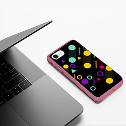 Чехол iPhone 7/8 матовый Круги и Треугольники, цвет: 3D-малиновый — фото 2
