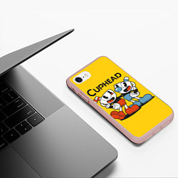 Чехол iPhone 7/8 матовый CUPHEAD, цвет: 3D-светло-розовый — фото 2