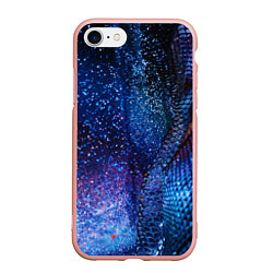 Чехол iPhone 7/8 матовый Синяя чешуйчатая абстракция blue cosmos, цвет: 3D-светло-розовый