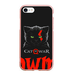 Чехол iPhone 7/8 матовый Cat of war, цвет: 3D-светло-розовый