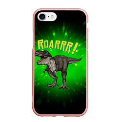 Чехол iPhone 7/8 матовый Roarrr! Динозавр T-rex, цвет: 3D-светло-розовый