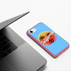 Чехол iPhone 7/8 матовый Калифорния, цвет: 3D-малиновый — фото 2