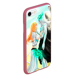 Чехол iPhone 7/8 матовый Bleach Grimmjow and Orihime, цвет: 3D-малиновый — фото 2