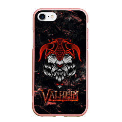 Чехол iPhone 7/8 матовый Valheim лицо викинга, цвет: 3D-светло-розовый