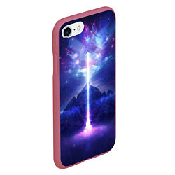 Чехол iPhone 7/8 матовый Яркий взрыв в космосе, цвет: 3D-малиновый — фото 2