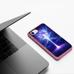 Чехол iPhone 7/8 матовый Яркий взрыв в космосе, цвет: 3D-малиновый — фото 2