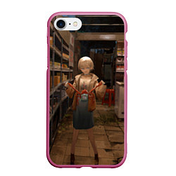 Чехол iPhone 7/8 матовый Girl with crab, цвет: 3D-малиновый