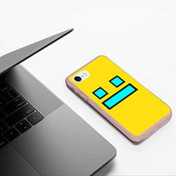 Чехол iPhone 7/8 матовый Geometry Dash: Smile, цвет: 3D-светло-розовый — фото 2