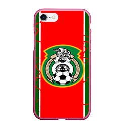 Чехол iPhone 7/8 матовый Сборная Мексики, цвет: 3D-малиновый