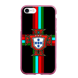 Чехол iPhone 7/8 матовый Сборная Португалии, цвет: 3D-малиновый