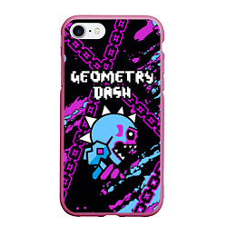 Чехол iPhone 7/8 матовый Geometry Dash, цвет: 3D-малиновый