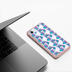 Чехол iPhone 7/8 матовый Пони узор, цвет: 3D-светло-розовый — фото 2