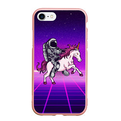 Чехол iPhone 7/8 матовый Космонавт на единороге, цвет: 3D-светло-розовый