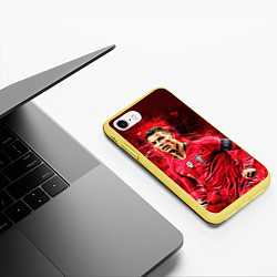 Чехол iPhone 7/8 матовый Криштиану Роналду Португалия, цвет: 3D-желтый — фото 2
