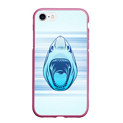 Чехол iPhone 7/8 матовый Акула, цвет: 3D-малиновый