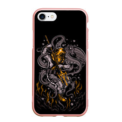 Чехол iPhone 7/8 матовый ПОДВОДНАЯ БИТВА, цвет: 3D-светло-розовый
