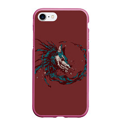 Чехол iPhone 7/8 матовый Волк, цвет: 3D-малиновый