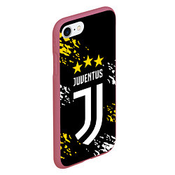 Чехол iPhone 7/8 матовый JUVENTUS ЮВЕНТУС КРАСКА, цвет: 3D-малиновый — фото 2