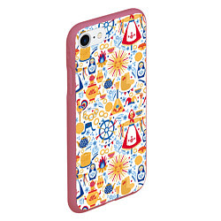 Чехол iPhone 7/8 матовый Славянская символика, цвет: 3D-малиновый — фото 2