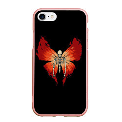 Чехол iPhone 7/8 матовый Butterfly Skeleton, цвет: 3D-светло-розовый