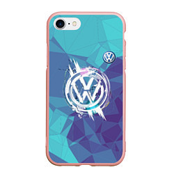 Чехол iPhone 7/8 матовый VOLKSWAGEN, цвет: 3D-светло-розовый