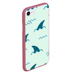 Чехол iPhone 7/8 матовый Плавники акул, цвет: 3D-малиновый — фото 2