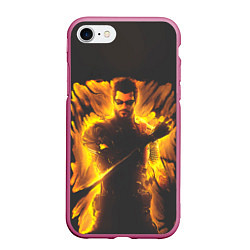 Чехол iPhone 7/8 матовый Jensen in fire, цвет: 3D-малиновый