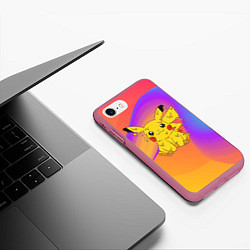 Чехол iPhone 7/8 матовый Пикачу капелька, цвет: 3D-малиновый — фото 2