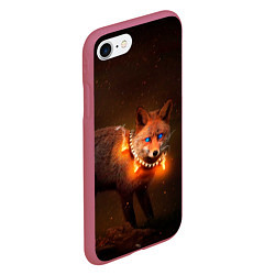 Чехол iPhone 7/8 матовый Лисица с гирляндой, цвет: 3D-малиновый — фото 2