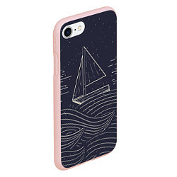 Чехол iPhone 7/8 матовый Одинокий корабль в море, цвет: 3D-светло-розовый — фото 2