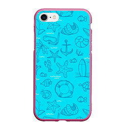 Чехол iPhone 7/8 матовый Морская тема, цвет: 3D-малиновый