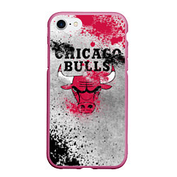 Чехол iPhone 7/8 матовый CHICAGO BULLS 8, цвет: 3D-малиновый