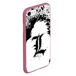 Чехол iPhone 7/8 матовый Death Note черная краска, цвет: 3D-малиновый — фото 2