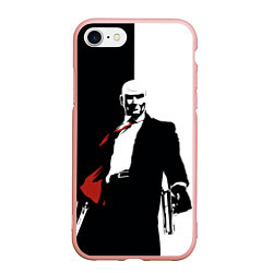 Чехол iPhone 7/8 матовый Hitman BW, цвет: 3D-светло-розовый