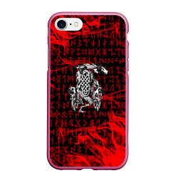 Чехол iPhone 7/8 матовый Кельтский дракон, цвет: 3D-малиновый