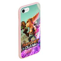 Чехол iPhone 7/8 матовый Ratchet & Clank: Rift Apart, цвет: 3D-светло-розовый — фото 2